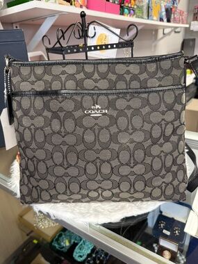 Coach Gray/Black Signature Crossbody Shoulder Bag